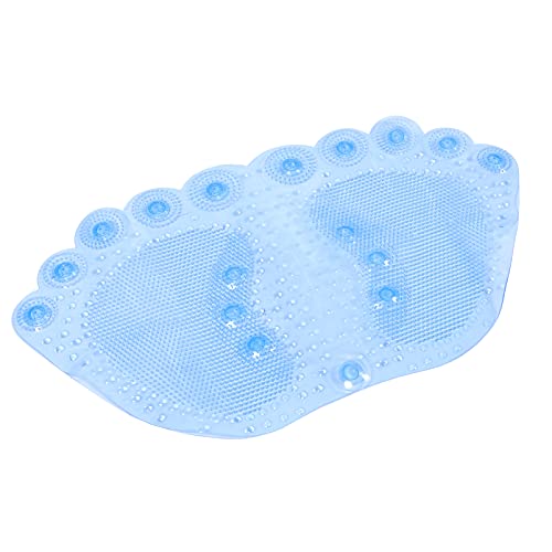 FOMIYES Nonslip Bath Mat Bath Mat Bathroom Non Slip Shower Mats with Suction Cups Blue Footprint Shape Shower Foot Massager for Home Bathroom Floor Bathtub