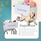 INEXTERIOR Hundegarderobe CLASSIC aus Holz - personalisierbar - in Deutschland handgefertigt - Aufbewahrung für Hundeleinen (Grau, Schriftzug Dogstation)