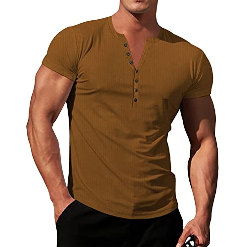 Tee Shirt Homme Chic - Tee Shirt Homme Manches Courtes Décontracté Tshirt Slim Fit Confortable Tshirt Sport Couleur Unie Haut Col V Minimaliste Haut Legere Respirante Vetement Stretch