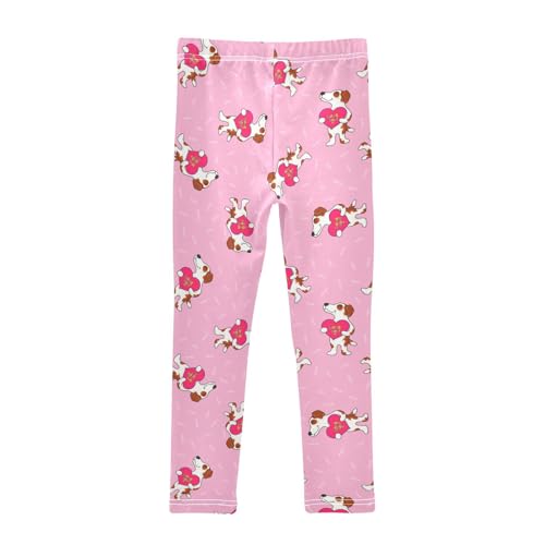 Girls Basic Leggings Baby Girls Pants Valentine's Beagle Dog Soft Footless Stretchy Tights Pants 4-10Y2