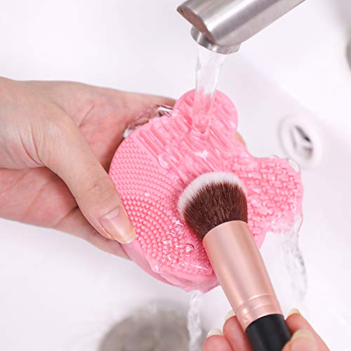 Oneleaf Silicone Makeup Brush Holder&Cleaner Sponge,drying brush &remove color, has Various Sizes Holes for Different Brush, Quick Cleaner Sponge without Water or Chemical Solutions-PINK - Image 4