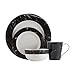 Casadomu - Set da 16 piatti da pranzo con effetto marmo bianco e nero
