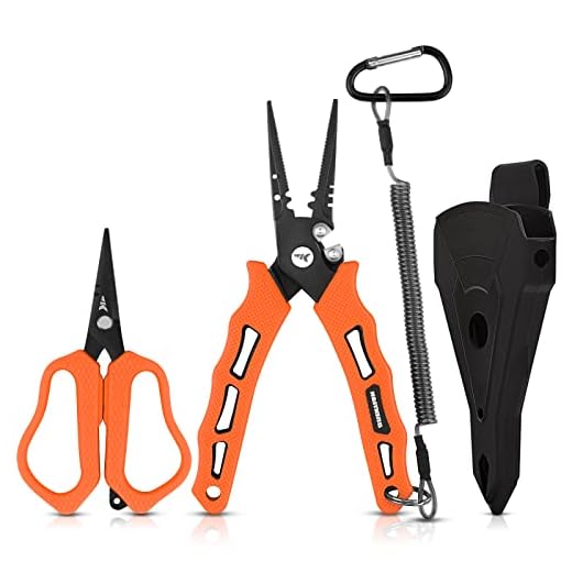 KastKing Cutthroat 7.5- inch Fishing Pliers and 5-inch Braid Scissors, Saltwater Resistant Fishing Gear, Fishing Pliers Line Cutter, Hook Remover, Fishing Tools Set, Fishing Gifts for Men