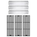 Criditpid Grill Replacement Parts for Char Griller 5050, 5650, 3001, 3030, 5072, 4000, King Griller 5252 Gas Grill, Cast Iron Grill Grates and Heat Plates Tent for Char-Griller Replacement Parts