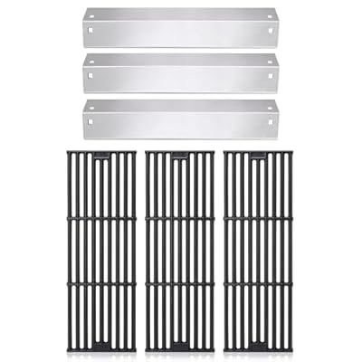 Criditpid Grill Replacement Parts for Char Griller 5050, 5650, 3001, 3030, 5072, 4000, King Griller 5252 Gas Grill, Cast Iron Grill Grates and Heat Plates Tent for Char-Griller Replacement Parts