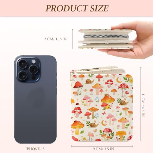Image of Mushroom Wallet for Women, PU Leather Accordion Wallet, Zipper Coin Purse | Women's Mushroom Accordion Wallet, Credit Card Holder with 1 ID Window 14 Card Slots, Gift for Wife Daughter Ladies