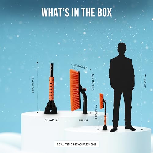 Image of EcoNour 27 inch 3 in1 Snow Brush with ice Scraper for car Windshield and Window
