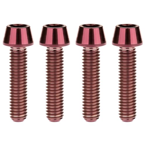 Image of Titanium Ti Bolt M5x9 16 18 20 25 30 35 40 45 50 55 60mm Tapered Head Screws Pack of 4 (M5x25mm, Burgundy)