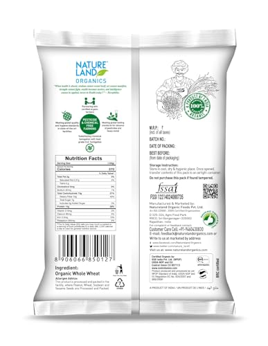 Image of Natureland Organics Organic Chakki Cold Pressed Whole Wheat flour 3 kg (Pack of 2)