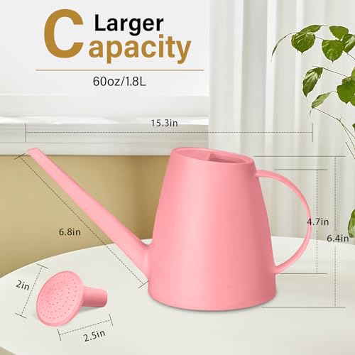 VKPLITE Plant Watering Can - Plastic Indoor and Outdoor - 1/2 Gallon - Pink