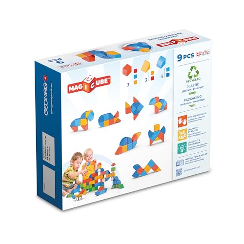 Image of Geomag Magicube Magnetic Blocks for Toddlers Ages 1-5 | Swiss-Made STEM Building Toy Sets | Multiple (MAGICUBE 9PCS)