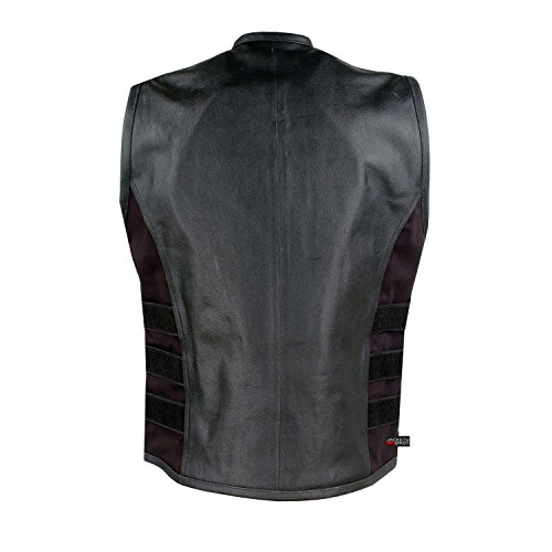 New Men's Motorcycle Real Cowhide Leather Vest Adjustable Stylish W/Ce Armor, Dual Concealed Carry Gun Pockets Large Back Panel Biker Cruiser Touring Club Riding Vests For Men Black Xxl #TOP7