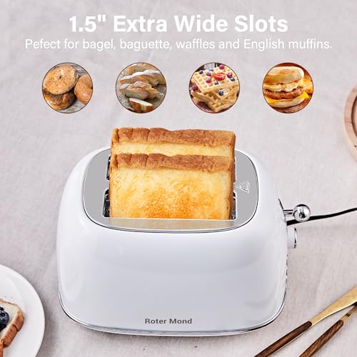 2-Slice-Toaster-Retro-Stainless-Steel-with-Bagel-Cancel-and-Defrost-Functions-6-Bread-Shade-Settings-Extra-Wide-Slots-and-Removable-Crumb-Tray-White