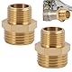2PCS Doppelnippel Messing Außengewinde1/2 Zoll x 3/8 Zoll, Doppelnippel 1/2 Zoll Messing Anschluss, 3/8 auf 1/2 Zoll Verbinder für Wasserrohr, Gasschlauch, Heizung, Installation, Robust