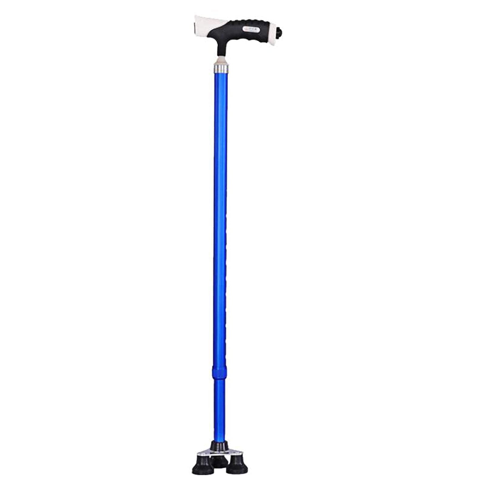 Bastón para Hombres y Mujeres con luz LED y bastón para Ancianos Ajustable en 12 Alturas con Base de trípode de Agarre (Color : Blue) Vision