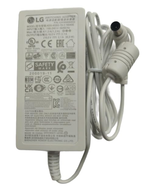 XTQ New Charger White 40W 19V 2.1A ADS-40SQ-19-3 1904E ADS-40SG-19-3 EAY65890002 Compatible with lg 24LN4510 24MA32D lcap21b lcap25b pasb-L205C SHA10L