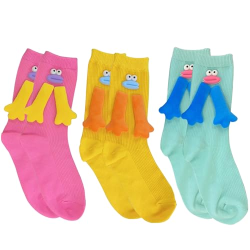 BEKKLPOU 3 pares de calcetines de algodón divertidos coloridos,