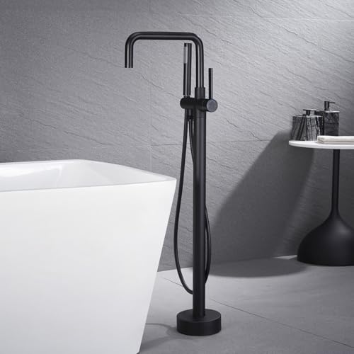 Mitigeur îlot noir haut de gamme pour baignoire autoportante avec douchette LWX