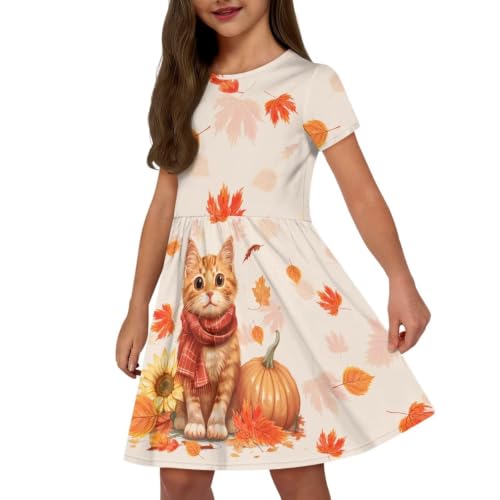 Image of Short Sleeve Dress for Girls with Pockets Cute Toddler Girl Clothes Summer 2-12
