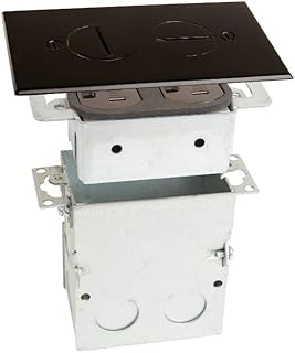Lew Electric SWB Floor Box, Recessed with Outlets and Data Ports (Screw Lid - 2 Outlets, Dark Bronze)