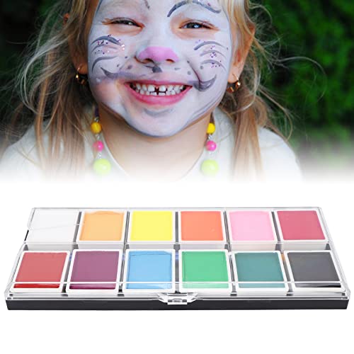 Kit de pintura facial DIY tintas de pele 12 cores de secagem rápida fácil de limpar para o Natal par