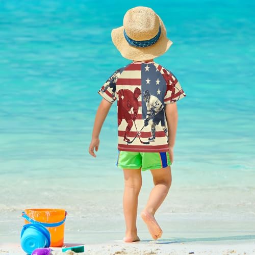 Boys Short Sleeve T-Shirts America Hockey Sport Rashguard Kids Swim Shirts Sun UPF 50+ Multicoloured4