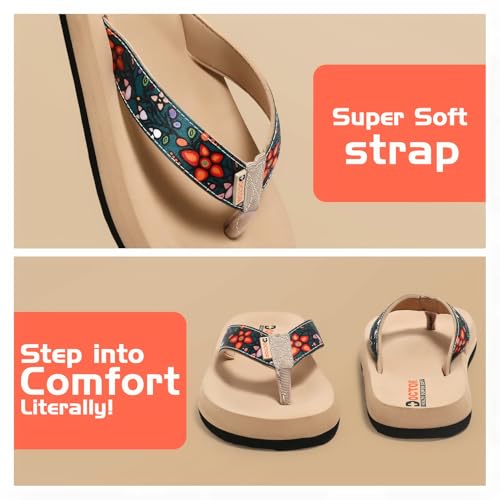 Image of DOCTOR HEALTH SUPER SOFT Women Stylish Printed Flip Flops | Soft Cushioned Everyday Wear Slippers for Women | Lightweight Anti-Slip Casual Thong Sandals