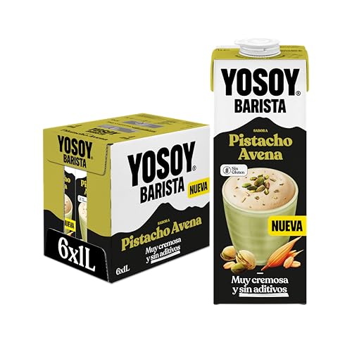 YOSOY Bebida Vegetal Barista Pistacho Avena - especial para café, pack de 6 x 1L