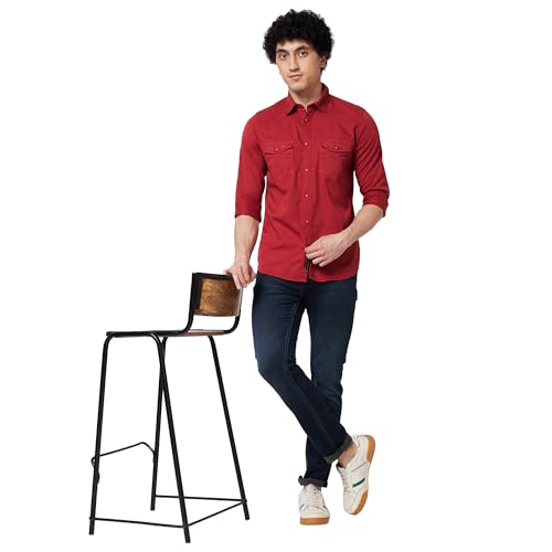 Image of Spykar Men's Regular Fit N /A Full Sleeve Solid Casual Shirts