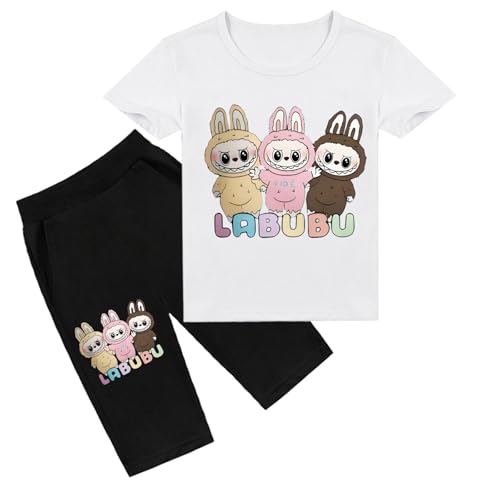 [JUFGTRFDFCFG] ラブブ 子供用 2点セット 丸首Tシャツ キッズ 半袖 バイカラー 綿 プリント男の子女の子 ジュニア 夏 運動会 可愛い 160CMのサムネイル