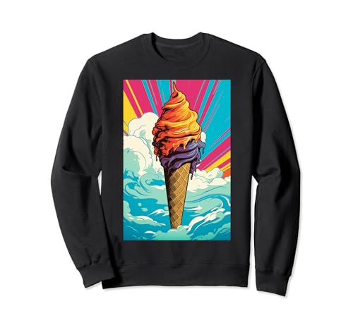 Gaufrier glacé cornet de glace glace pop art vintage rétro glacé café glacé Sweatshirt