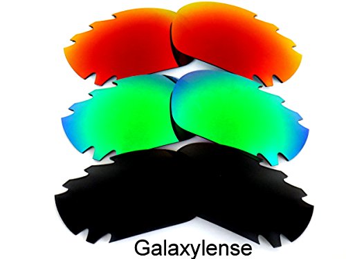 Galaxy Replacement Lenses For Oakley Jawbone Black&Green&Red Color Polarized 3 Pairs 100% UVAB2