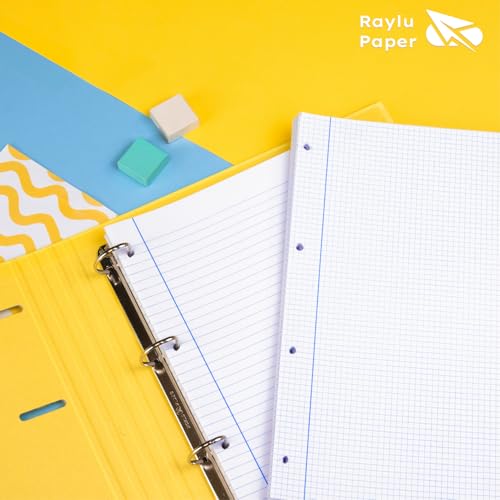 Raylu Paper Linierte Einlegeblätter A4, 100 Blatt 90 g, Liniert ohne Rand, Ringbucheinlagen A4 für Ordner und Ringbuch, Ideal für Schule und Büro (Gerillt 1 Linie)