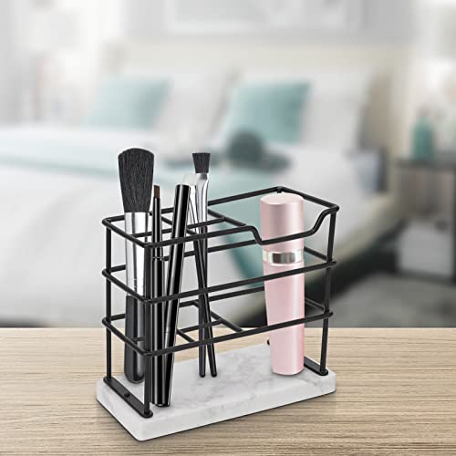Winmien Toothbrush Holder, Metal Shelf With Marble Base Toothbrush And Toothpaste Holder, Bathroom Shelf For Storing Toothbrushes Or Other Small Bottles Of Cosmetics, Black #TOP5