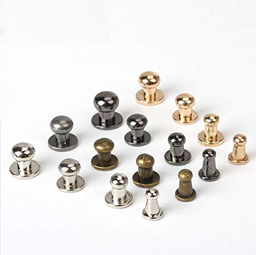50Sets 7mm Solid Brass Round Buttons Leather Craft Belt Chicago Screws Nail Rivets Screw Back Spots Phillips Head Button Stud Screws for DIY Leather Craft Belt Purse Handbag(Gold) - Thumbnail 6