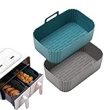 Silicone Air Fryer Liner 2 pack 7.5inch, Kinglv Reusable Air Fryer Pot for Foodi Accessories Dual, S