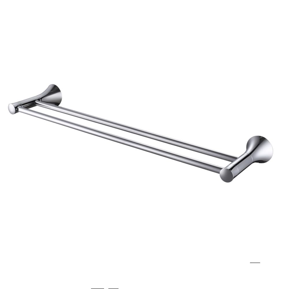 Porte-serviettes double en laiton massif chromé avec porte-savon en verre