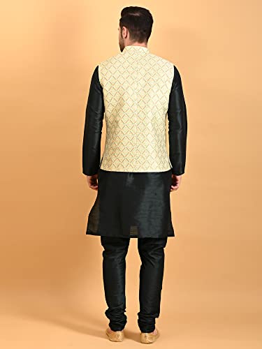 Image of Uri and MacKenzie Men's Silk Blend Kurta Pajama with Designer Ethnic Nehru Jacket /Modi Jacket