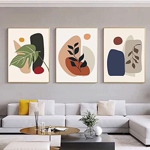 Peinture art abstrait plantes et feuilles sur toile haut de gamme décoration murale 60x70