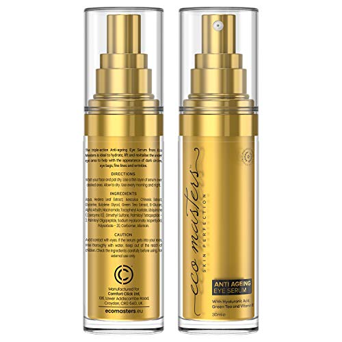 Sérum Contorno de Ojos Antiarrugas 30ml - Sérum de Ácido Hialurónico, Colágeno, Vitamina E y Q10, Para Líneas de… - Imagen 3