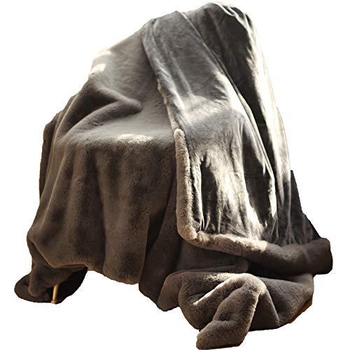 Couverture en peluche de lapin gris foncé 130x180 cm velours