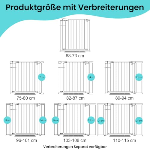 YEAUPE PRO Treppenschutzgitter Ohne Bohren, für Breiten 68-73 CM – Ansicht 8