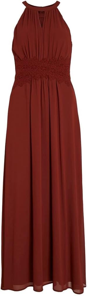 Vila Women's Vimilina Halter Neck Maxi Dress/Su-Noos, Fired Brick, 16 :  Amazon.co.uk: Fashion