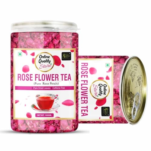 Image of Online Quality Store Rose Flower Tea - 100g | Caffeine Free Herbal Tea | Use for Iced Tea, Cocktails | Cures Sore Throat | Dried Leaves