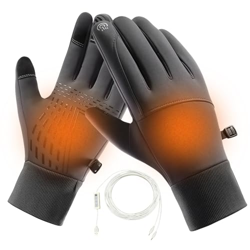 HOkina USB Heated Gloves for Men Women, Waterproof Touchscreen Winter