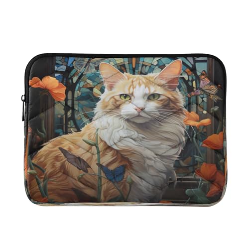 Funda para portátil con diseño de gato naranja 13-14 pulg miniatura 1