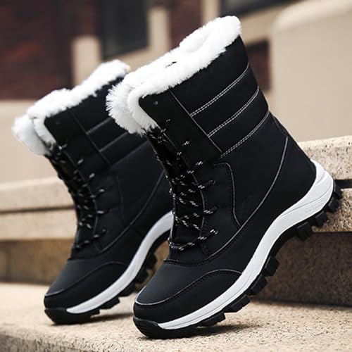 Winter Walking Shoes for Women,Casual High Top Keep Warm Hiking Platform Winter Boots,Breathable Lightweight Womens Snow Boots Waterproof,Rubber Sole2