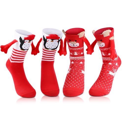 Litthing Meias de Natal meias de inverno meias térmicas de Natal 3/6/12 pares meias de Natal presente de meias para menina presente de Natal, 2 pares D