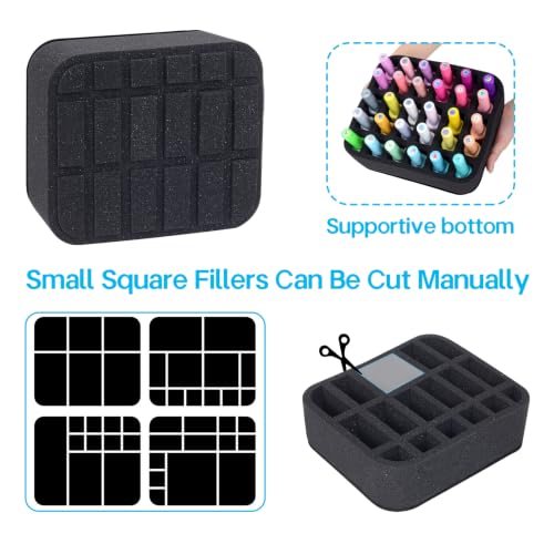 Image of Nail Polish Organizer Holder Foam Pad DIY with 18 Slots for Storage Nail Polish or Essential Oil Tray for Drawers Black