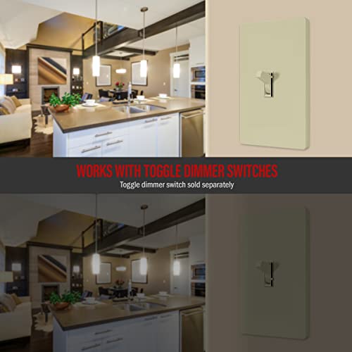 Image of ENERLITES Screwless Toggle Switch Wall Plate, Child Safe Light Switch Cover, Standard Size 1-Gang 4.68 inch x 2.93 inch, Unbreakable Polycarbonate Thermoplastic, UL Listed, SI8811-I, Glossy, Ivory